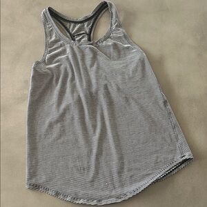 Lululemon Athletica black and white striped Relaxed Tank Top